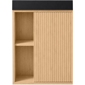 CERANO - Umyvadlová skříňka pro WC Sofia - dub Vicenza + umyvadlo z lit. mramoru Sofia - černá matná - 50x70x25 cm