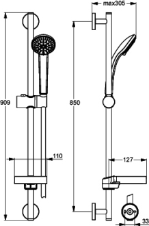 Ideal Standard IDEALRAIN sprchová sada 900mm B9504AA  s 3-funkční ruční sprchou
