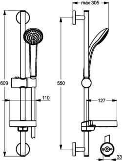 Ideal Standard IDEALRAIN sprchová souprava 600mm B9501AA S1 80mm