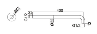 Pevné rameno kulaté 40cm OPB007