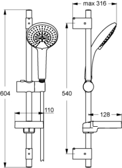 Ideal Standard IDEALRAIN L3 B9425AA sprchová sada 600mm s ruční sprchou 120mm,chrom
