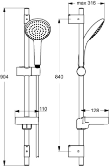 Ideal Standard IDEALRAIN L1 B9424AA sprchová sada 900mm s ruční sprchou 120mm,chrom