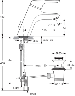 Ideal Standard CERAMIX blue umyvadlová armatura A5646AA