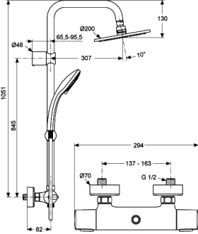 Ideal Standard IDEALRAIN ECO A5686AA  sprchová spouprava 3S ,termost.baterie CERATHERM 100