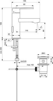 Ideal Standard GIO B0618AA umyvadlová baterie s výpustí,chrom