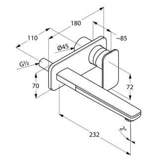 KLUDI E2 Umyvadlová baterie bez podomítkového tělesa, chrom 492450575