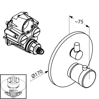 KLUDI BALANCE Vanová a sprchová podomít. termostatická baterie chrom 528300575