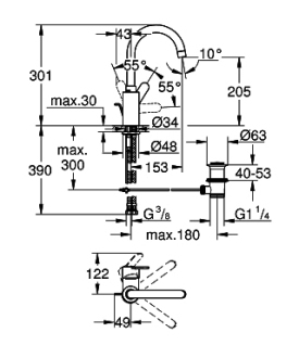 GROHE EUROSTYLE Cosmopolitan 23043002 (23043003) umyvadlová baterie "deštník"
