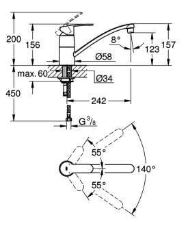 ++++GROHE EUROSTYLE Cosmopilitan 33977002 dřezová stojánková baterie chrom