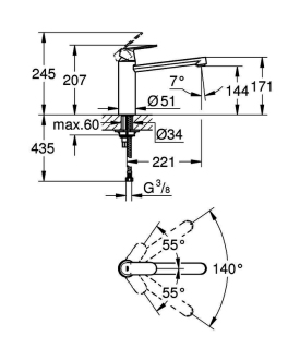 GROHE EUROSMART Cosmopolitan 30193000 dřezová stojánková baterie