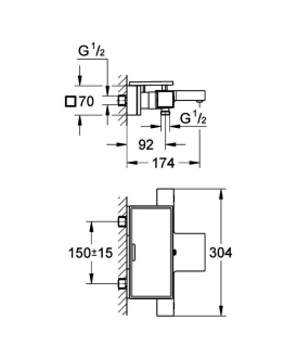 GROHE GROHTHERM Cube vanová termostatická baterie s poličkou 34502000