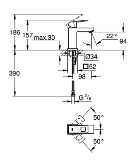 GROHE EUROCUBE 23132000 umyvadlová baterie bez výpusti