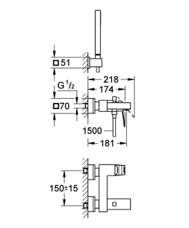 GROHE EUROCUBE 23141000 vanová baterie s příslušenství