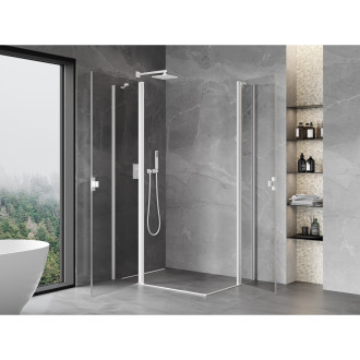 Mexen Mist Duo výklopný sprchový kout 90 x 75 cm, průhledný, bílý - 8A4-090-075-20-00