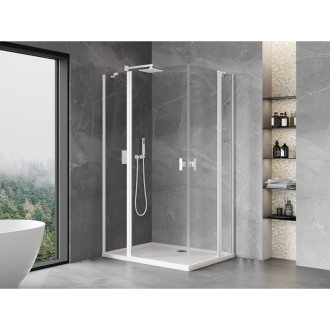 Mexen Mist Duo výklopný sprchový kout 90 x 75 cm, průhledný, bílý - 8A4-090-075-20-00
