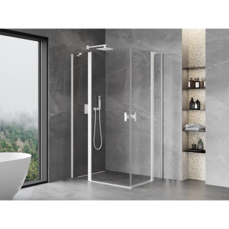 Mexen Mist Duo výklopný sprchový kout 120 x 95 cm, průhledný, bílý - 8A4-120-095-20-00