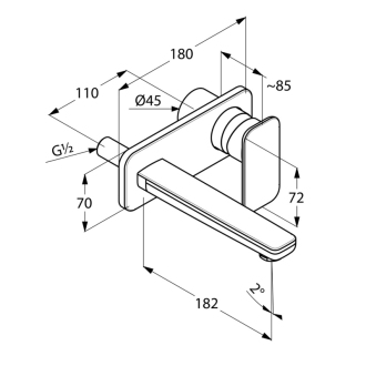 KLUDI E2 Umyvadlová baterie bez podomítkového tělesa, chrom 492440575