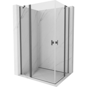 Sprchový kout Mexen Mist Duo s výklopným mechanismem 105 x 75 cm, průhledný, kartáčovaná pistolově šedá - 8A4-105-075-66-00
