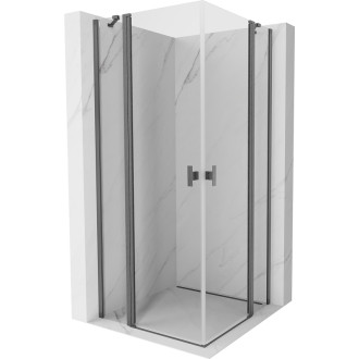Sprchový kout Mexen Mist Duo s výklopným mechanismem 100 x 100 cm, průhledný, kartáčovaná pistolově šedá - 8A4-100-100-66-00