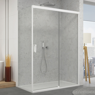 RONAL CADURA Jednodílné posuvné dveře s pevnou stěnou, pravé bílá mat CAS2D1800987