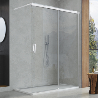 RONAL WALK IN CADURA Pevná stěna samostatná s posuvným dílem aluchrom čiré CAW2D1205007