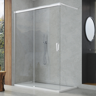 RONAL WALK IN CADURA Pevná stěna samostatná s posuvným dílem aluchrom čiré CAW2G1005007