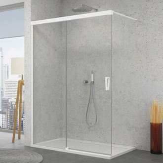 RONAL WALK IN CADURA Pevná stěna samostatná s posuvným dílem bílá mat čiré CAW2G1000907