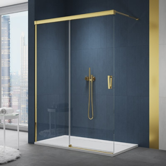 RONAL WALK IN CADURA Pevná stěna samostatná s posuvným dílem zlatá čiré CAW2G1001207