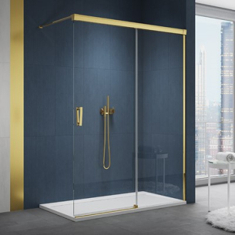 RONAL WALK IN CADURA Pevná stěna samostatná s posuvným dílem zlatá Screen CAW2D1401287