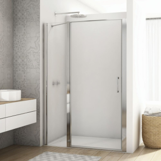 RONAL DIVERA Jednokřídlé dveře s pevnou stěnou v rovině aluchrom čiré D22T13090405007