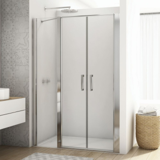 RONAL  DIVERA Dvoukřídlé dveře s pevnou stěnou v rovině aluchrom čiré D22T32090305007