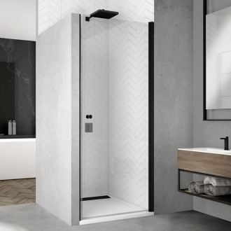 RONAL SOLINO Jednokřídlé dveře / 1 strana rohového vstupu černá mat čiré SOL107500607