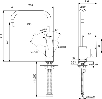 Ideal Standard CERAPLAN III B 0725 AA dřezová stojánková  baterie