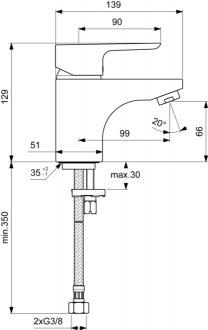 Ideal Standard CERAPLAN III B 0703 AA umyvadlová  stojánková baterie bez výpusti
