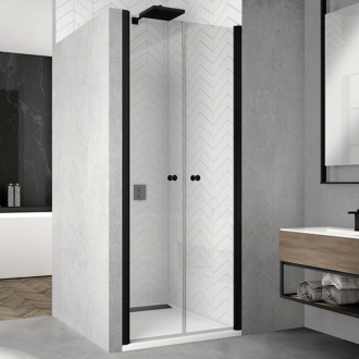 RONAL SOLINO Dvoukřídlé dveře černá mat čiré SOL207500607