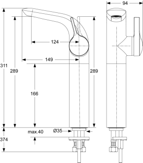 Ideal Standard MELANGE A 4266 AA um.baterie bez výpusti na desku