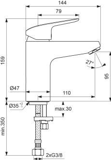 Ideal Standard CERAFLEX B 1714 AA GRANDE umyvadlová  stojánková baterie bez výpusti