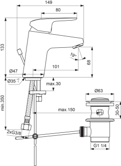 Ideal Standard CERAFLEX B 1708 AA umyvadlová  stojánková baterie s výpustí