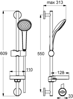 Ideal Standard IDEALRAIN  B9412AA sprchová souprava 600 mm M1 s 1-funkční sprchou