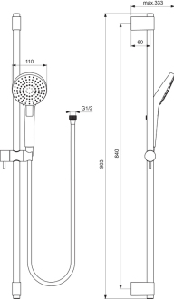 Ideal Standard IDEALRAIN B2237AA EVO CIRCLE sprchový set 90cm s 3-funkční sprchou 11cm