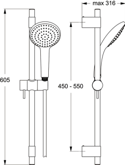 Ideal Standard IDEALRAIN PRO B9837AA sprchová kombinace 600 mm L1 s sprchou