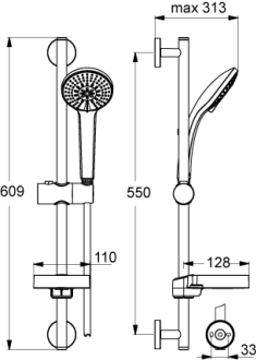 Ideal Standard IDEALRAIN M3 B9415AA sprchová kombinace 600 mm M1 s 3-funkční sprchou