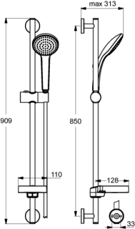Ideal Standard IDEALRAIN  B9414AA sprchová kombinace 900 mm M1 s 1-funkční sprchou
