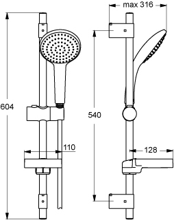 Ideal Standard IDEALRAIN L1 B9423AA sprchová sada 600mm s ruční sprchou 120mm,chrom