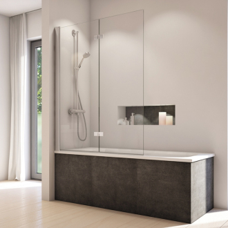 RONAL SOLINO Dvoudílná skládací vanová zástěna aluchrom čiré SOLB2G0905007