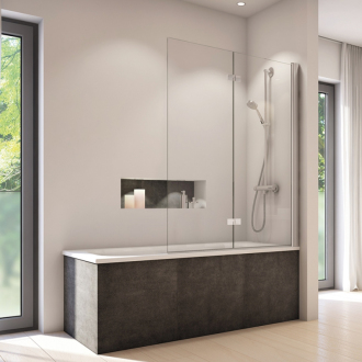 RONAL SOLINO Dvoudílná skládací vanová zástěna aluchrom bílé linky SOLB2D1005088