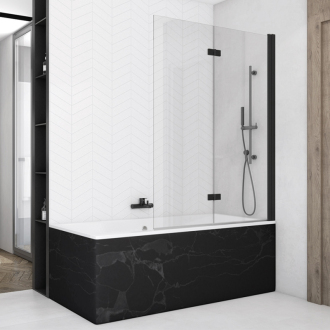 RONAL SOLINO Dvoudílná skládací vanová zástěna černá mat Screen SOLB2D1200687