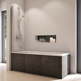 RONAL SOLINO Jednokřídlá vanová zástěna matný elox bílé linky SOEB108500188