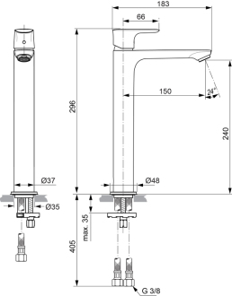 Ideal Standard CONNECT Air  A7027AA umyvadlová baterie vysoká ,bez výpusti
