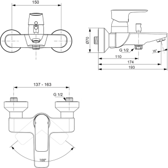 Ideal Standard CONNECT Air A7033AA  vanová baterie